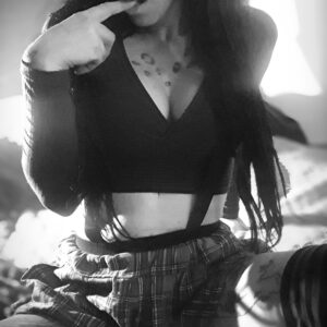 Red leather body harness