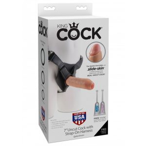King Cock Strap-On Harness Med 7" Uncut Cock